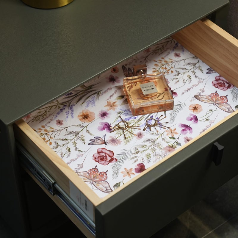 Amiitay Floral Shelf and Drawer Liner for Kitchen Cabinets,16IN x 10FT Non-Adhesive and Strong Non-Slip Cabinet Drawer Liners for Kitchen Shelf, Waterproof Cupboard Liners,Easy to Clean - Image 5